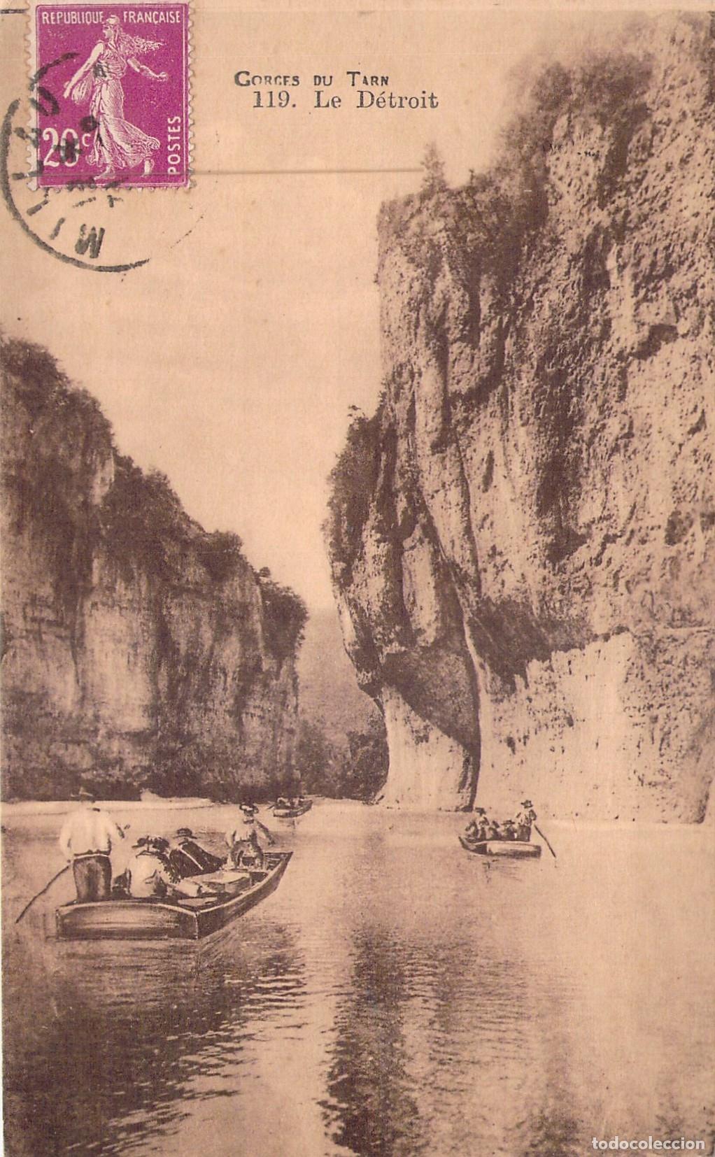 Postales: Postal de las Gorges du Tarn, Le Detroit con Barcas en Loz&egrave;re, Francia