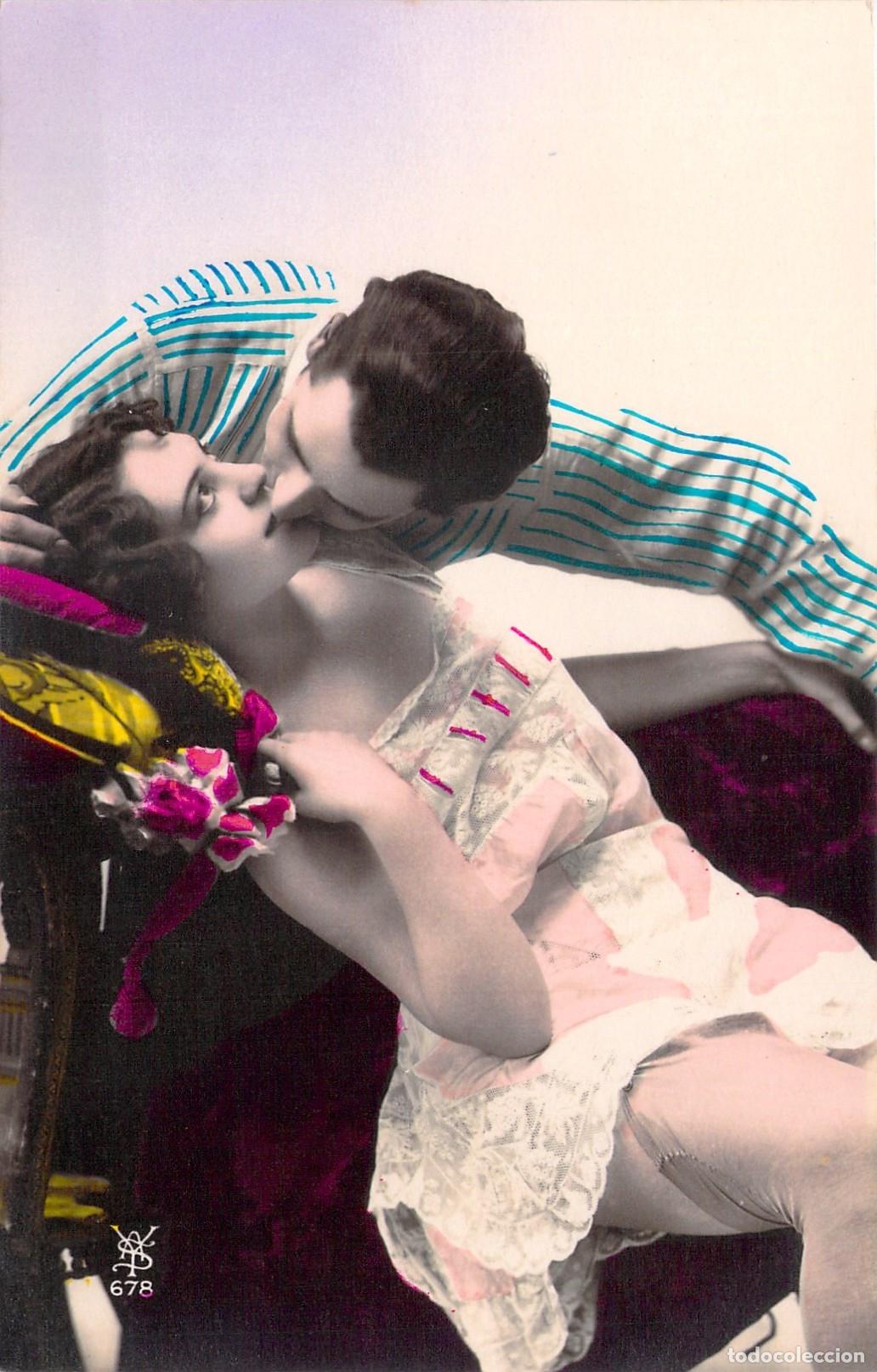 Cartes Postales: Postal Rom&aacute;ntica Francesa de Pareja de Enamorados