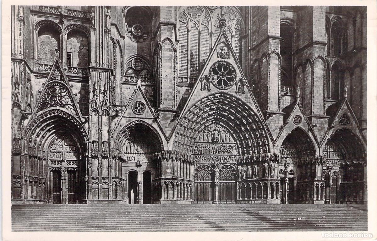 Postkarten: Postal de la Catedral de Bourges y los Cinco Portales, Francia