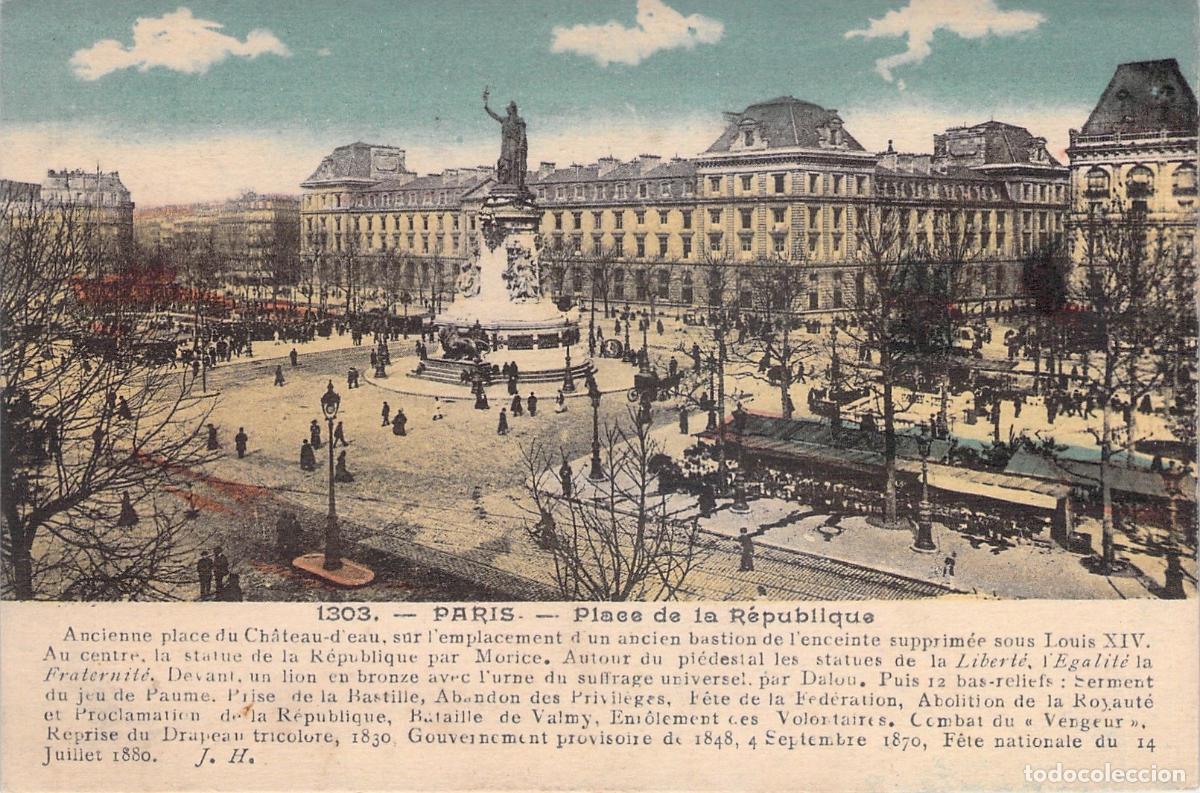 Postkarten: Postal de Par&iacute;s - Plaza de la Rep&uacute;blica y Monumento