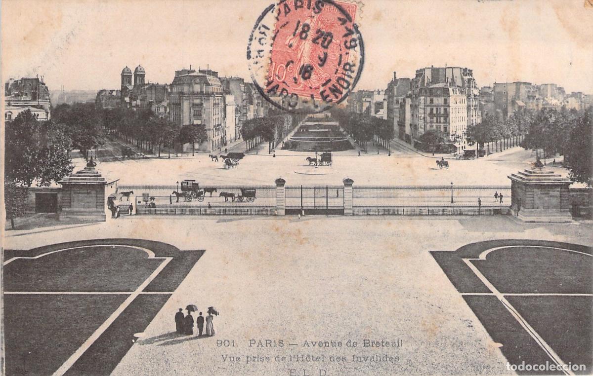 Postales: Postal de Par&iacute;s, Avenue de Breteuil desde los Inv&aacute;lidos