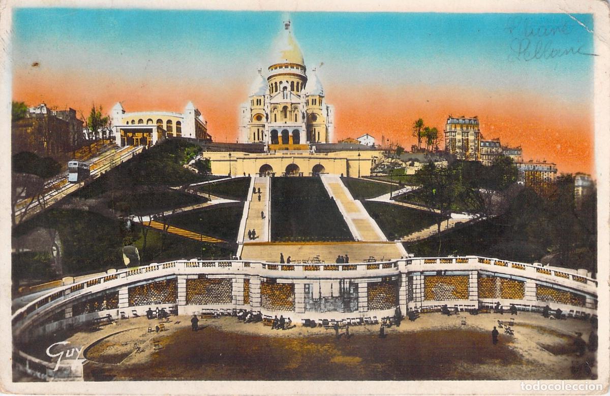 Postales: Postal Sacr&eacute;-C&oelig;ur y Escalinata Monumental en Montmartre Par&iacute;s