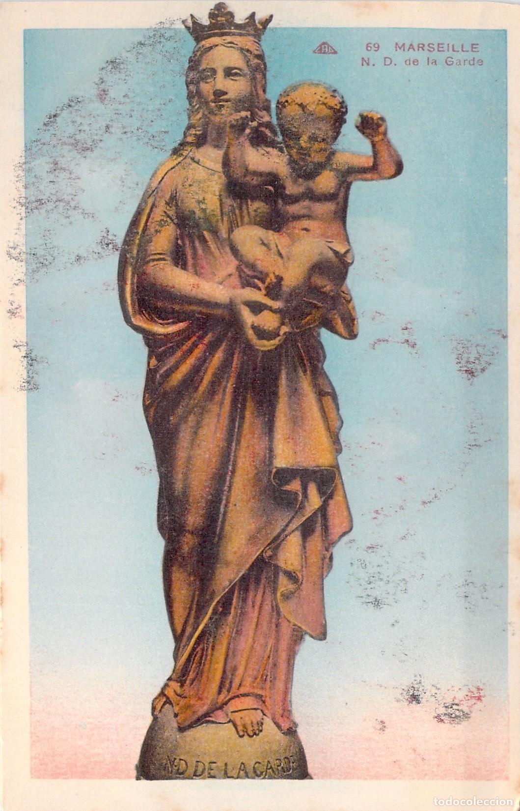 Cartes Postales: Tarjeta Postal de la Estatua de Notre-Dame de la Garde, Marsella