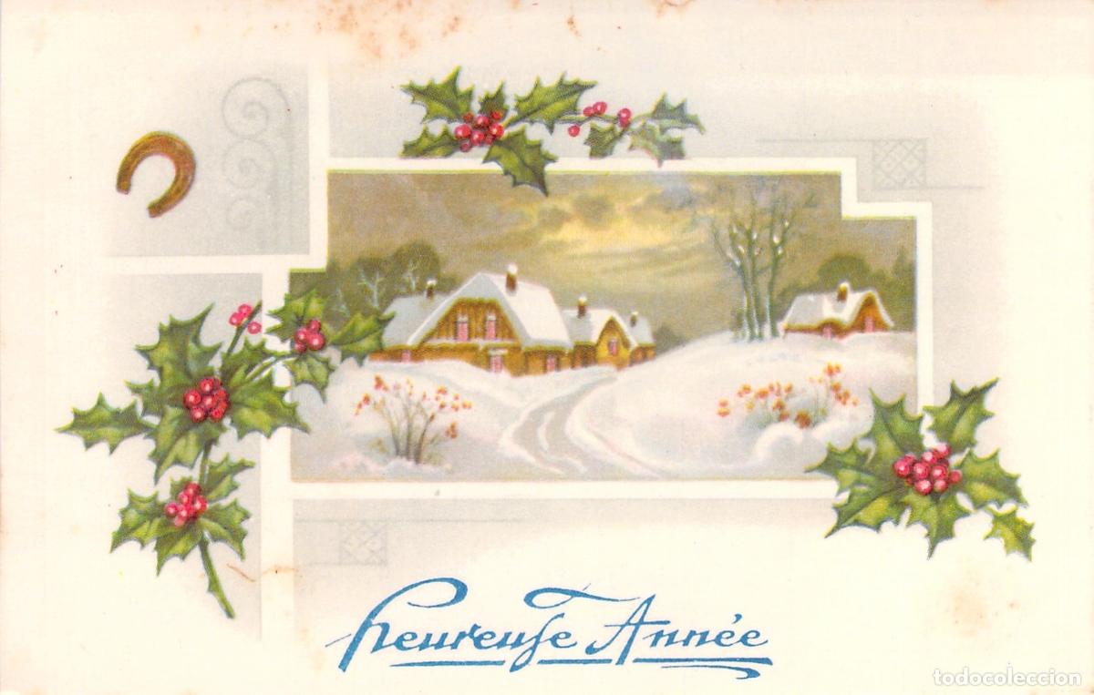 Cartes Postales: Postal Francesa de A&ntilde;o Nuevo Heureuse Ann&eacute;e con Paisaje de Invierno