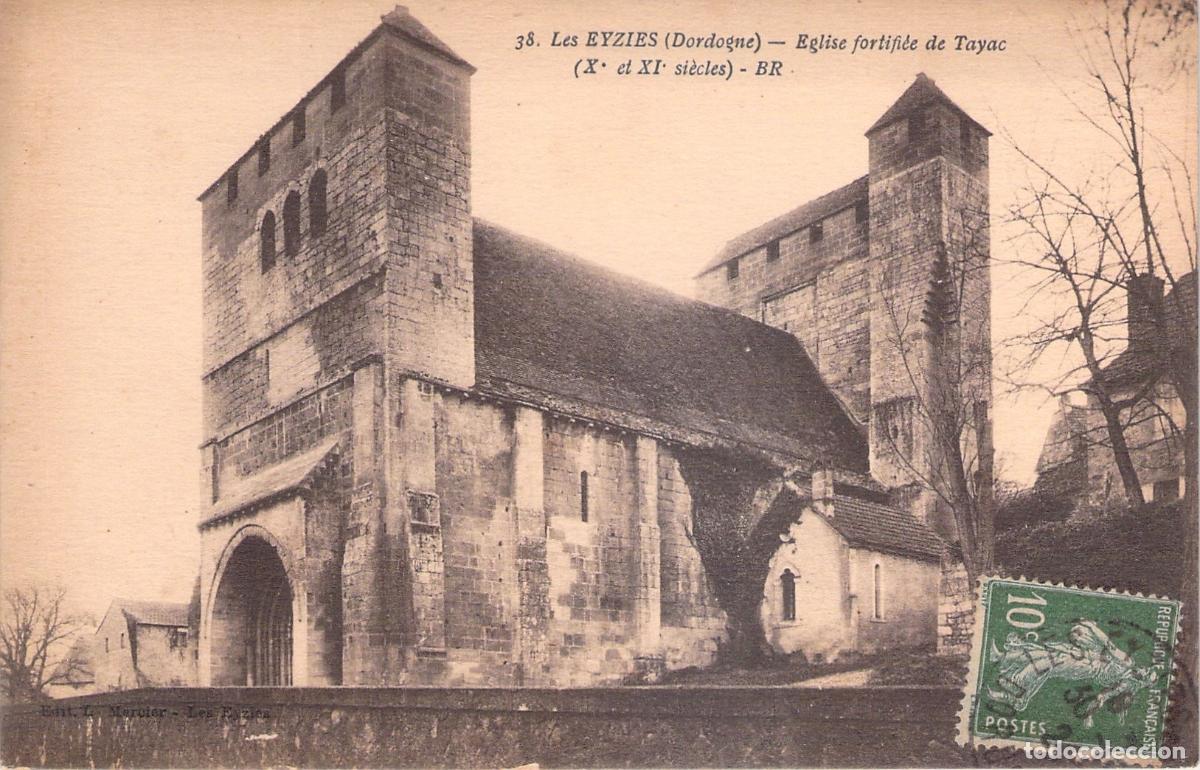 Postales: Postal de la Iglesia Fortificada de Tayac, Les Eyzies, Dordogne, Francia