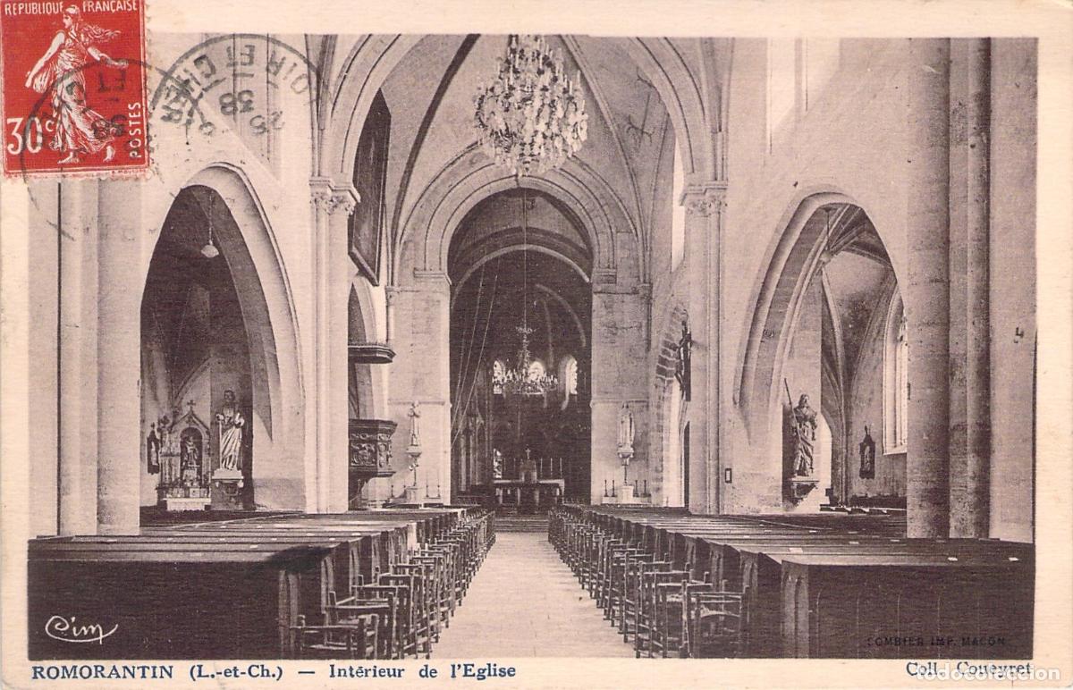 Postales: Postal del Interior de la Iglesia de Romorantin, Francia
