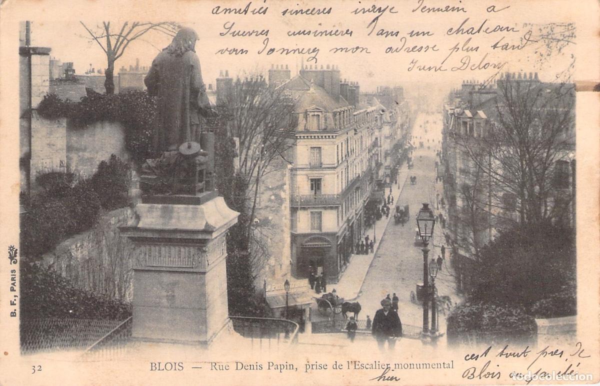 Postales: Tarjeta Postal de Blois - Rue Denis Papin y Estatua