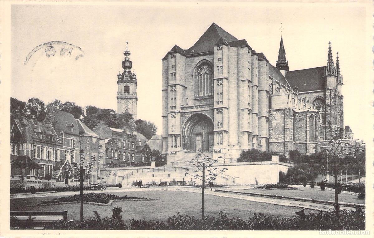 Postkarten: Postal Colegiata de Santa Valdetrudis y Campanario de Mons B&eacute;lgica