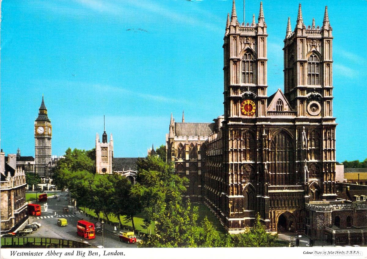 Cartoline: Postal de Londres con la Abad&iacute;a de Westminster y el Big Ben
