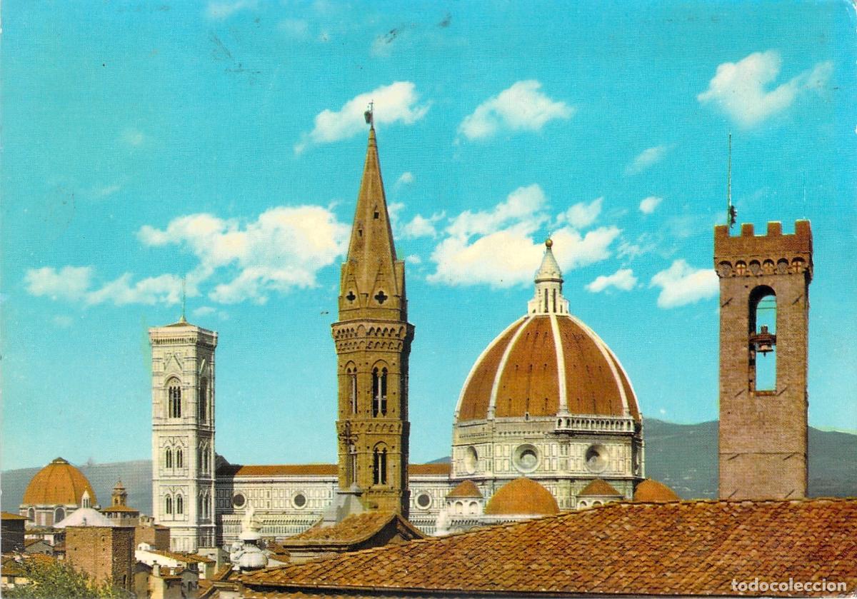 Cartoline: Postal de Florencia: Vista del Duomo y Torres de Badia y Bargello