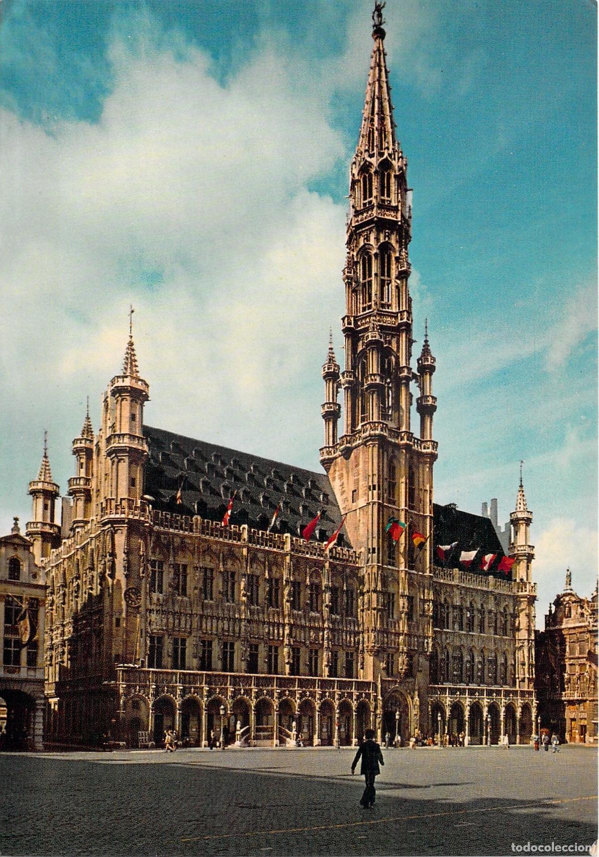 Postales: Postal de la Grand Place y Ayuntamiento de Bruselas, B&eacute;lgica