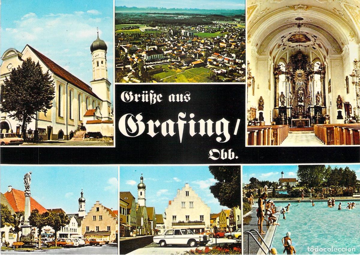 Postales: Postal Tur&iacute;stica de Grafing Alemania con Varias Vistas de la Ciudad