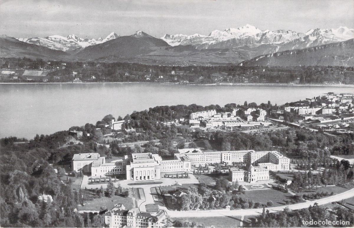 Postales: Postal de Ginebra, Palacio de las Naciones y el Mont-Blanc, Suiza