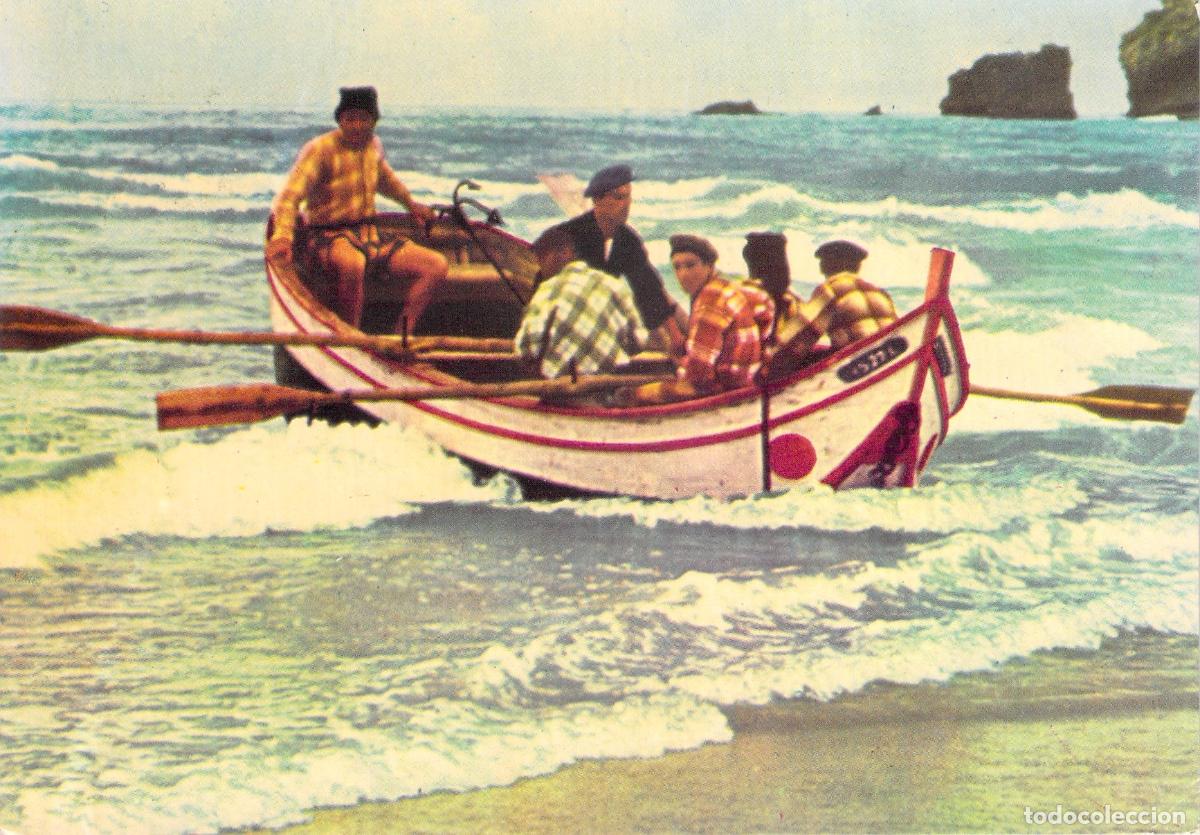 Postales: Postal de Nazar&eacute; Portugal Regreso de la Pesca Barco Tradicional