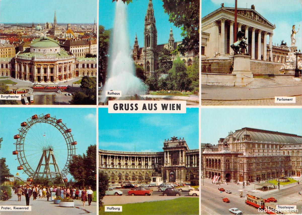Postkarten: Postal de Viena con Vistas de Monumentos, Prater y Rathaus
