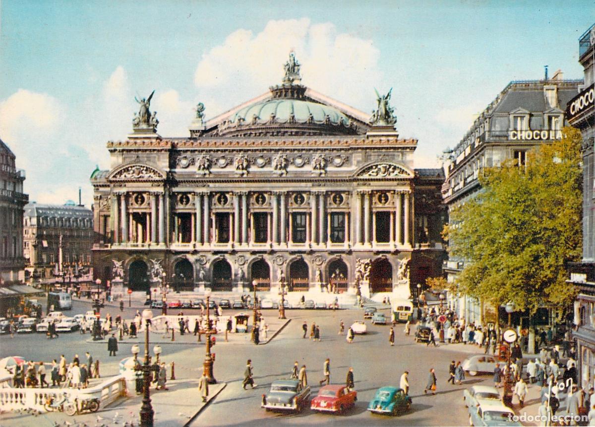 Postkarten: Postal de la Place de l'Op&eacute;ra en Par&iacute;s con la &Oacute;pera Garnier