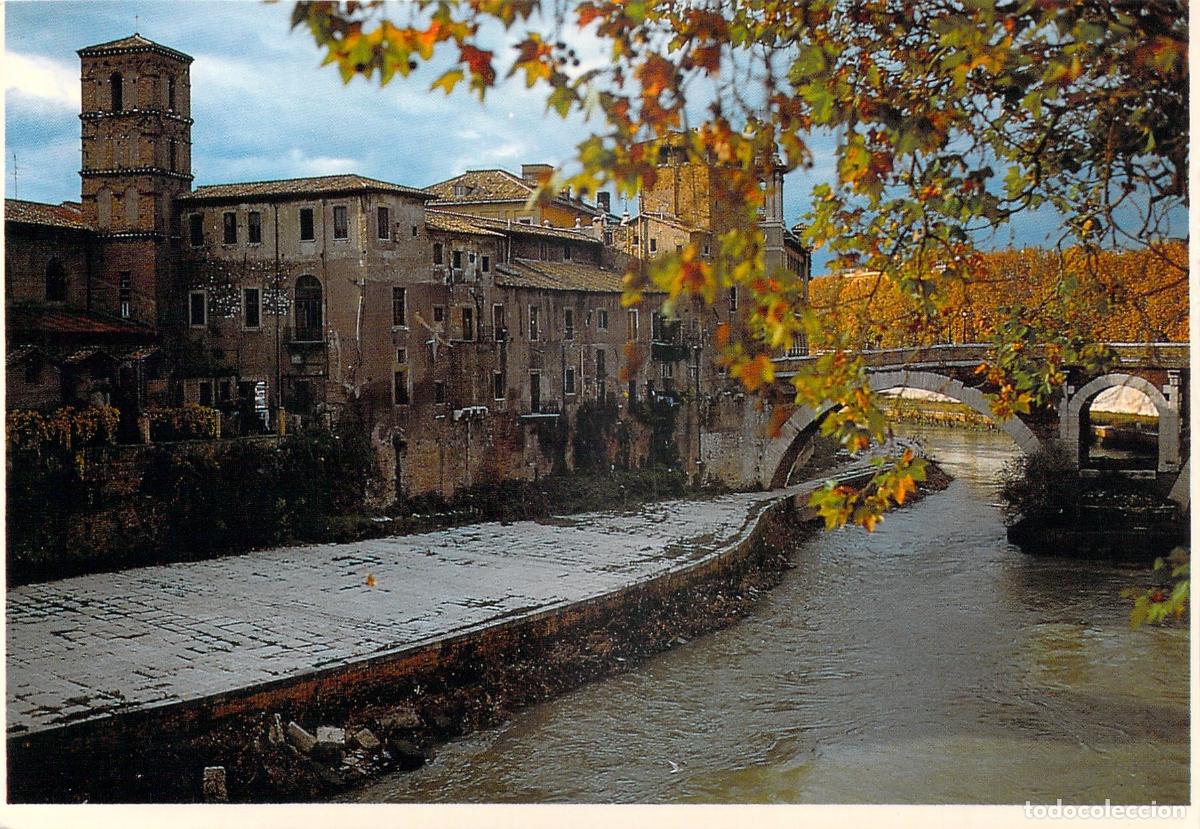 Postkarten: Postal de la Isla Tiberina y el R&iacute;o T&iacute;ber, Roma