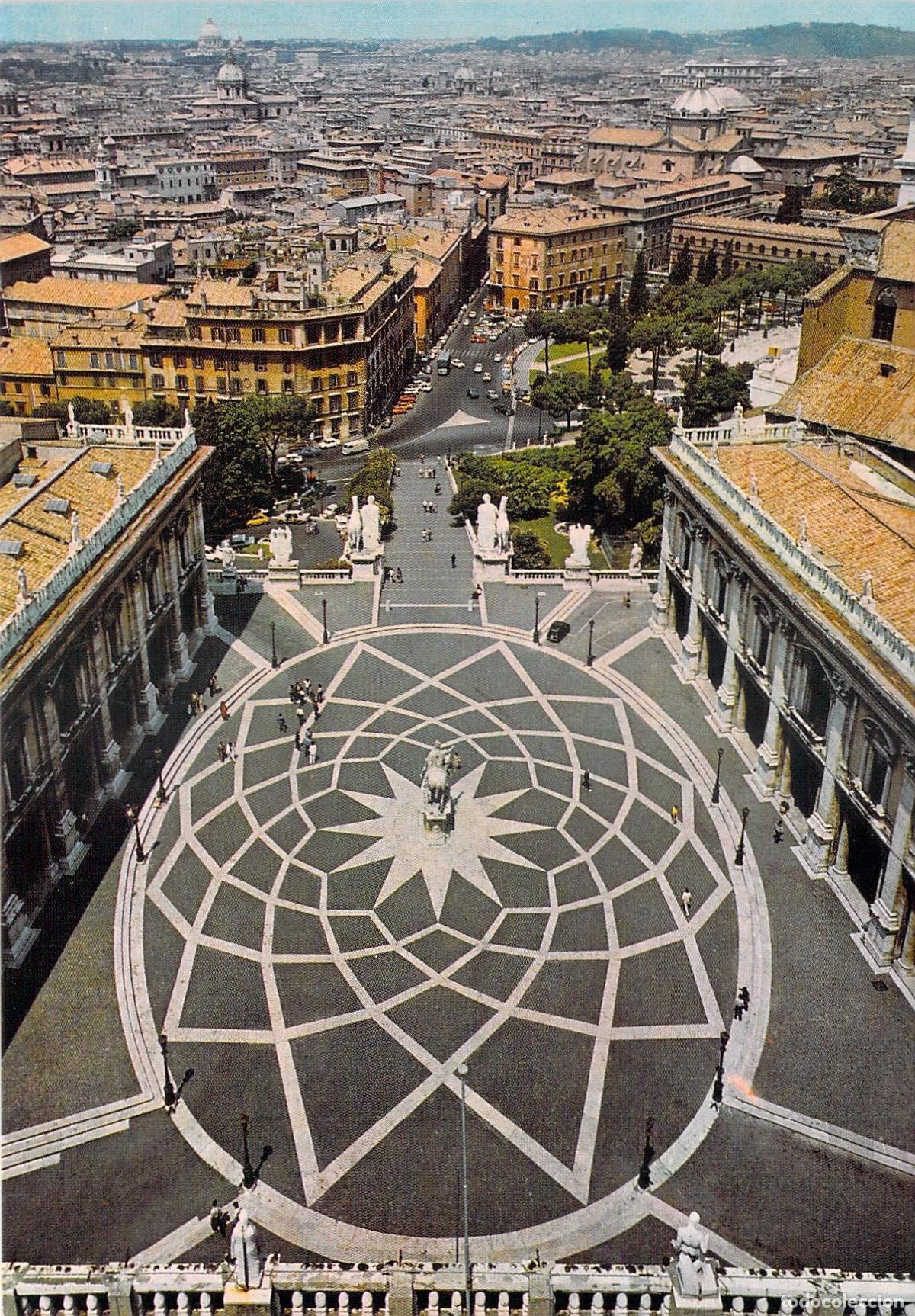 Postkarten: Postal Piazza del Campidoglio Roma Vista Desde Palazzo Senatorio