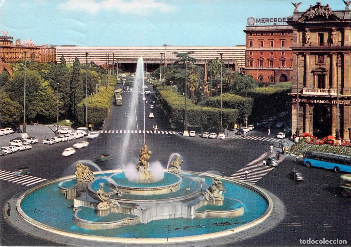 Postales: Postal de la Piazza della Repubblica en Roma con Fuente de las N&aacute;yades