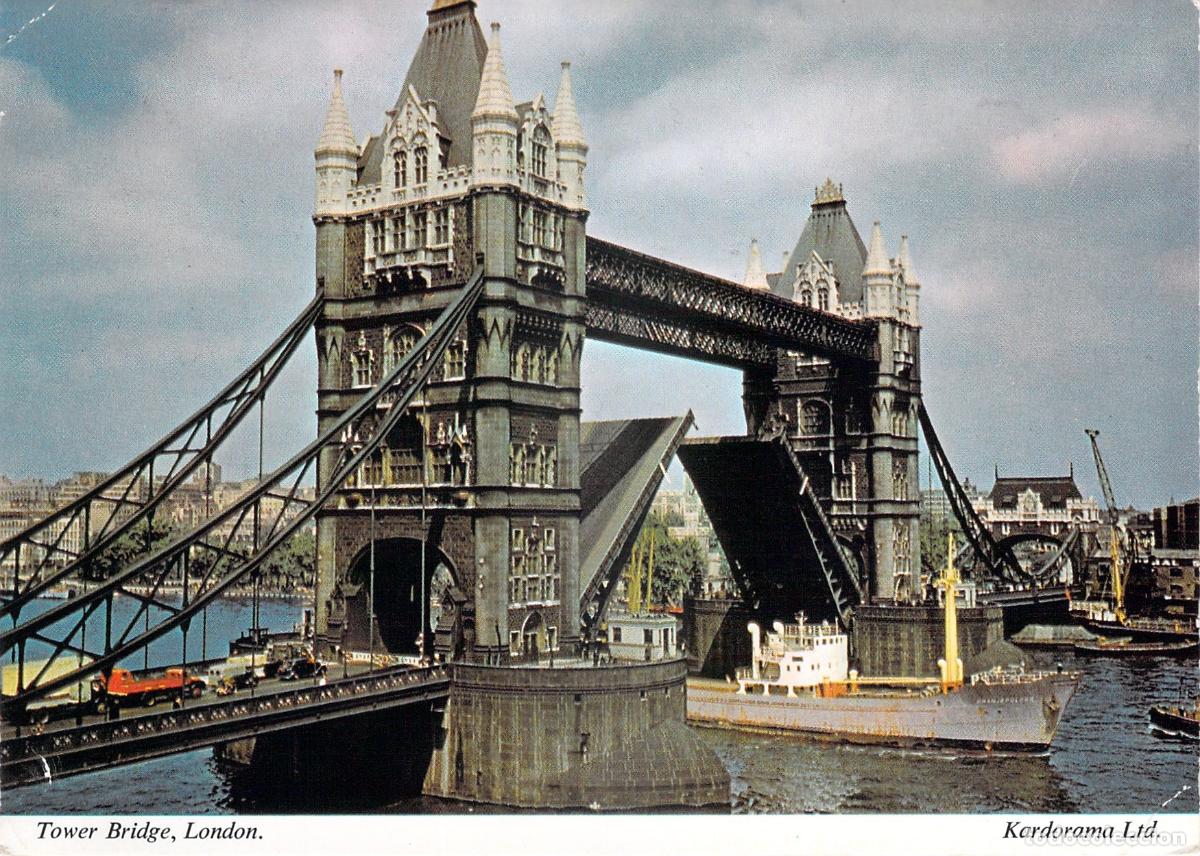 Postales: Postal de Londres que Muestra el Puente de la Torre Tower Bridge Abierto