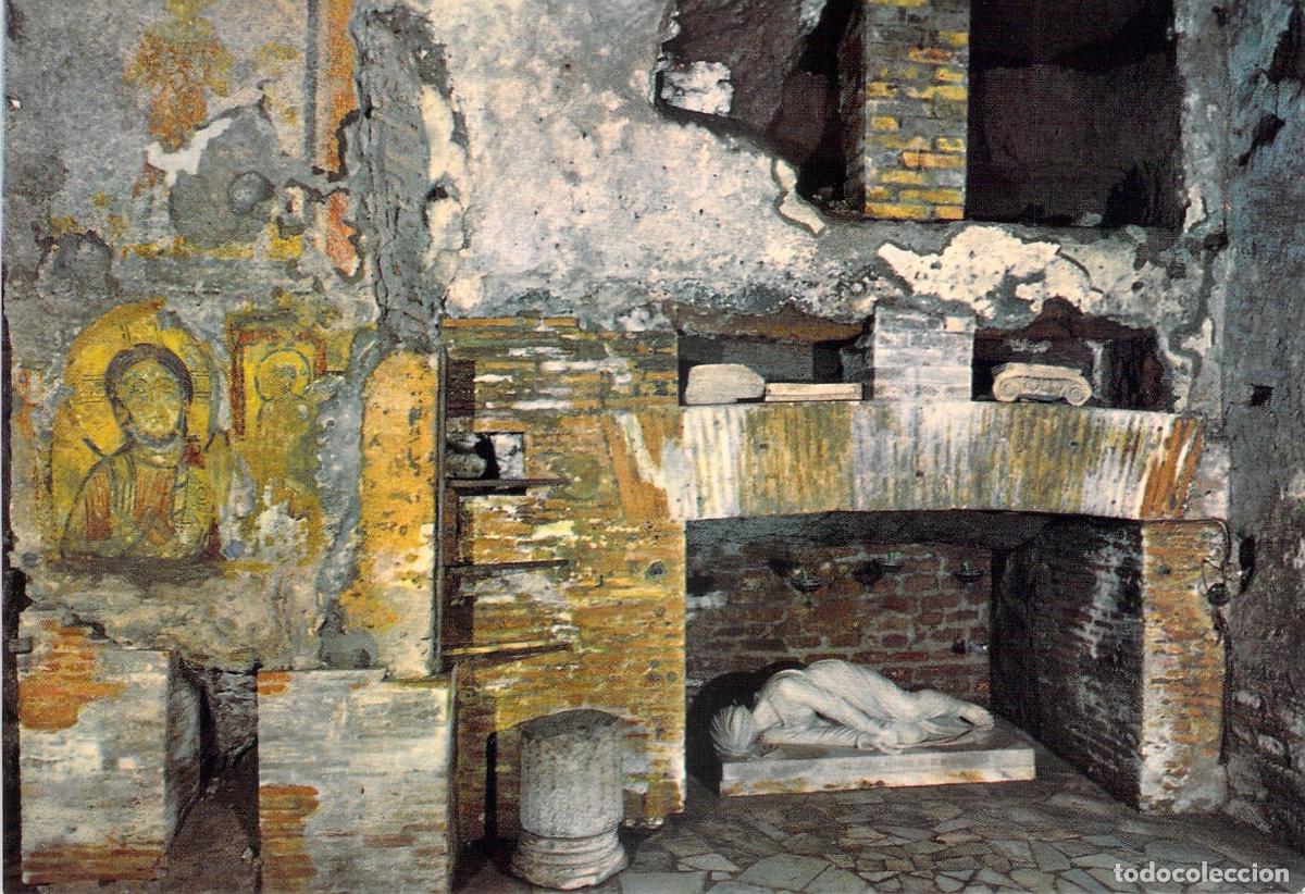 Postales: Postal Cripta de Santa Cecilia en Catacumbas de San Calixto Roma