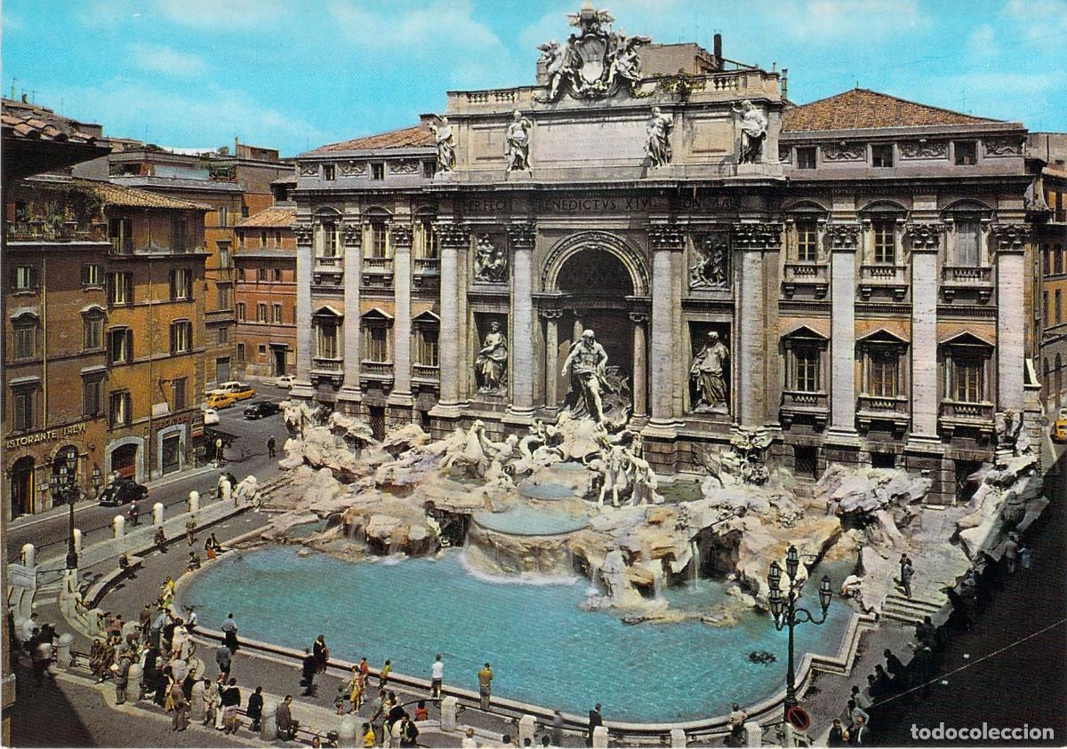 Postales: Postal de la Fontana di Trevi en Roma, Italia