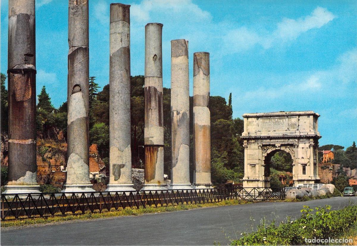 Postales: Postal de Roma con el Arco de Tito y Columnas del Foro