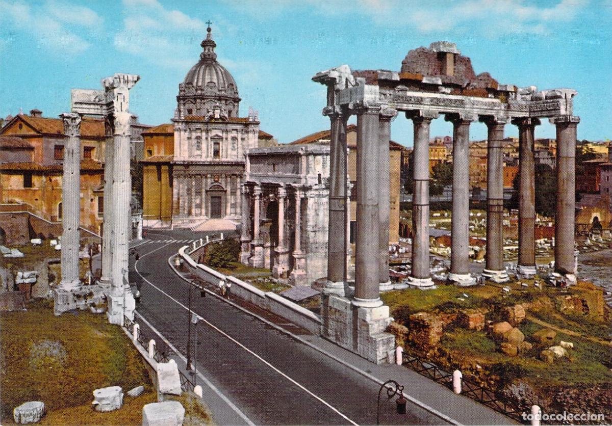 Postales: Postal de Roma: Vista del Foro Romano y Templo de Saturno