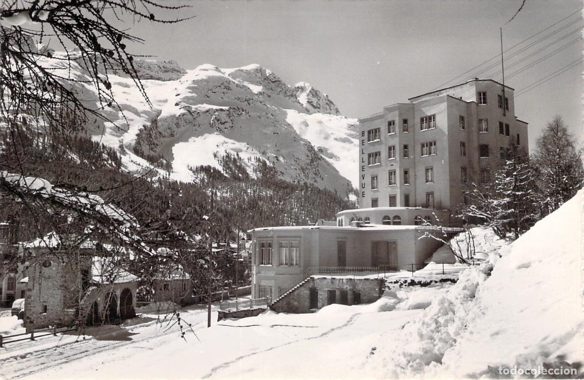 Postales: Postal de St. Moritz Suiza Hotel Bellevue en Invierno