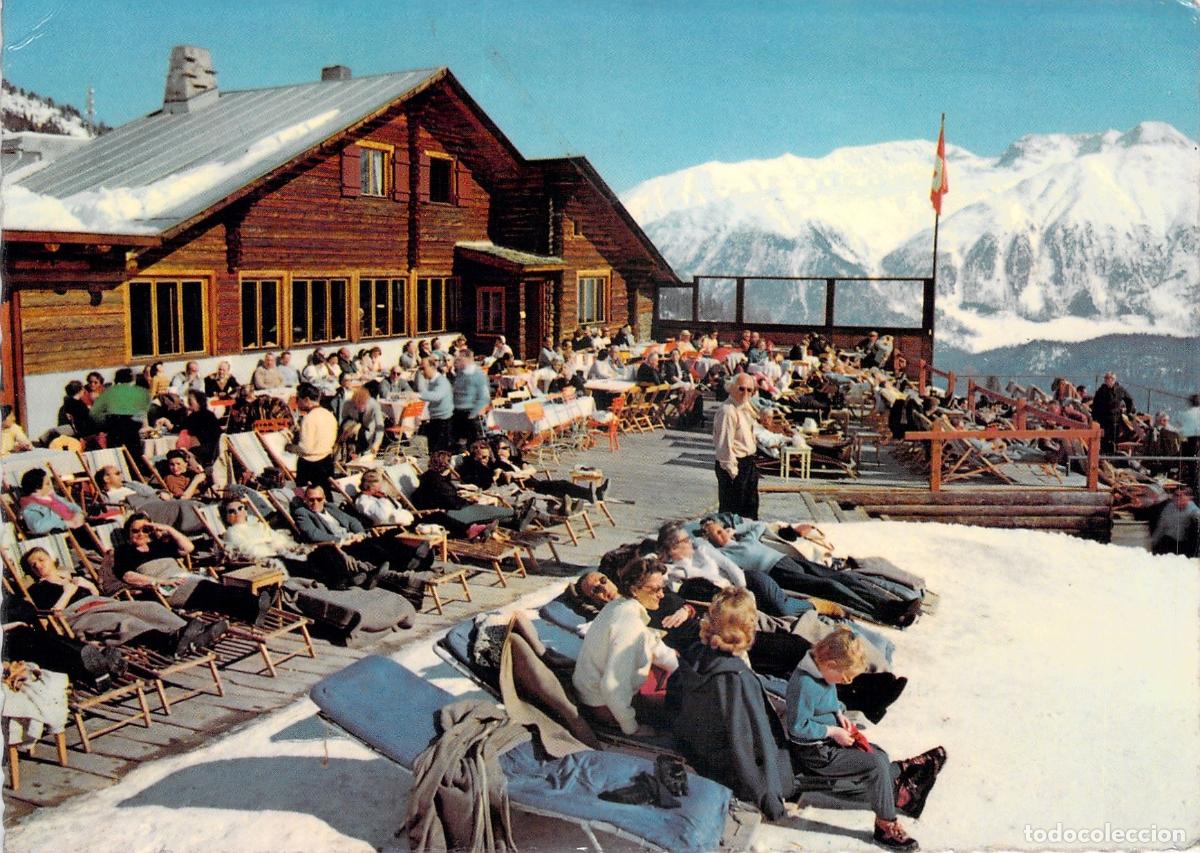 Postales: Postal de St. Moritz Suiza Restaurant Zuberh&uuml;tte en los Alpes