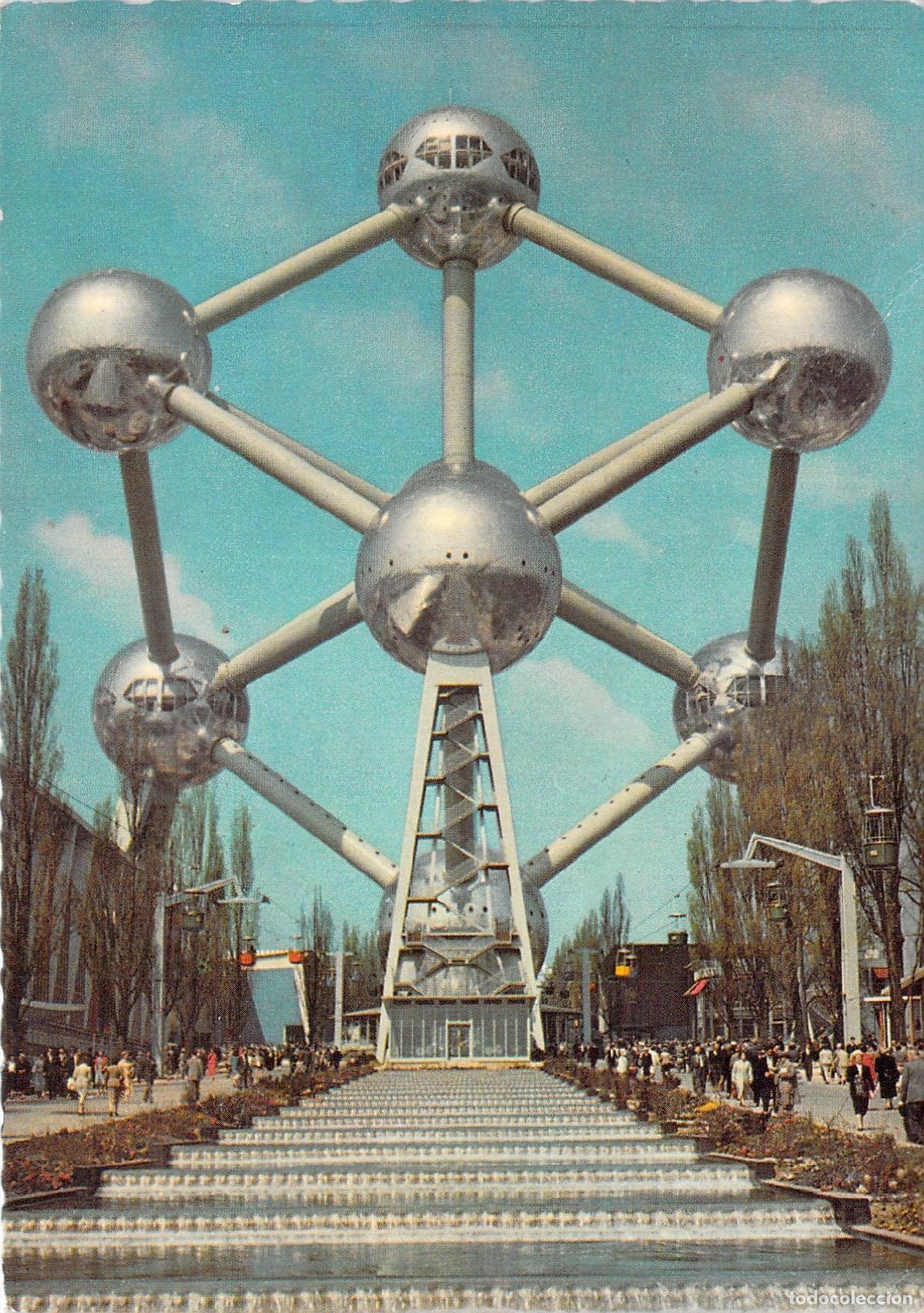 Postales: Postal del Atomium de Bruselas de la Exposici&oacute;n Universal