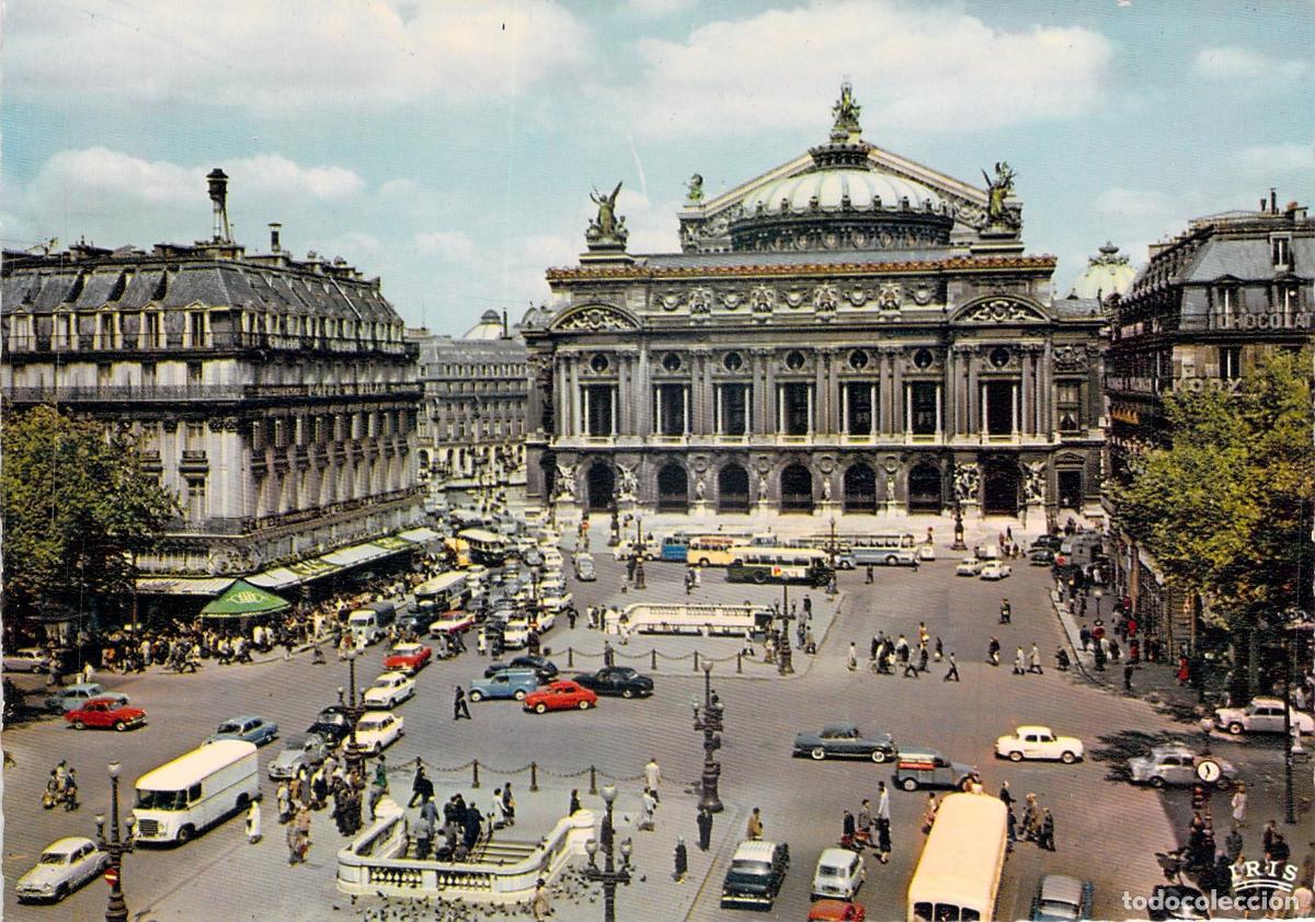 Postales: Postal de la Place de l'Op&eacute;ra en Par&iacute;s con vista del Palais Garnier