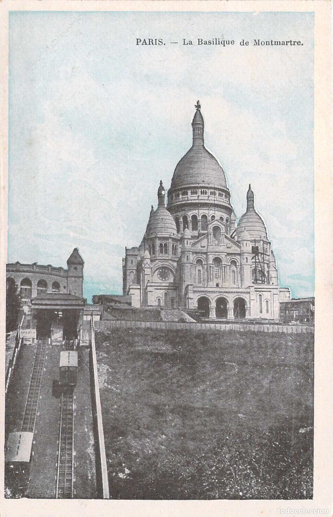 Postales: Postal de Par&iacute;s: La Bas&iacute;lica de Montmartre y Funicular