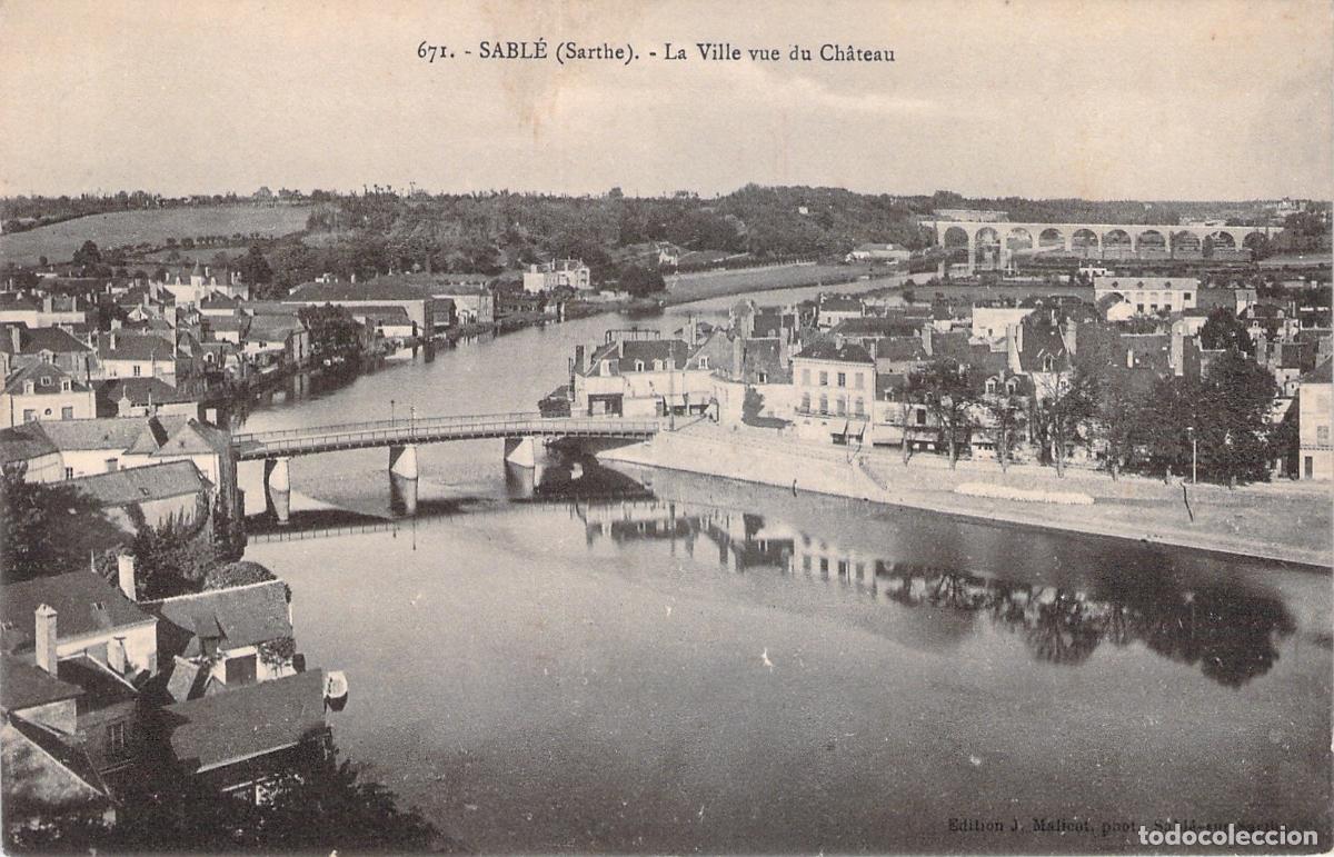 Postales: Postal Antigua de Sabl&eacute;-sur-Sarthe Francia Vista desde el Castillo