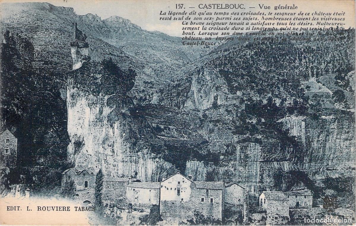 Postales: Postal Castelbouc Francia Vista General del Castillo y Acantilado