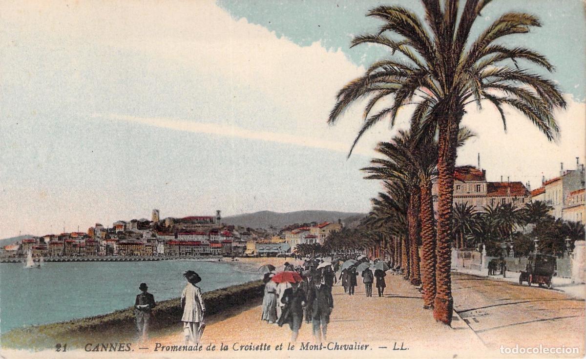 Postales: Postal de Cannes, Paseo de la Croisette y el Mont-Chevalier