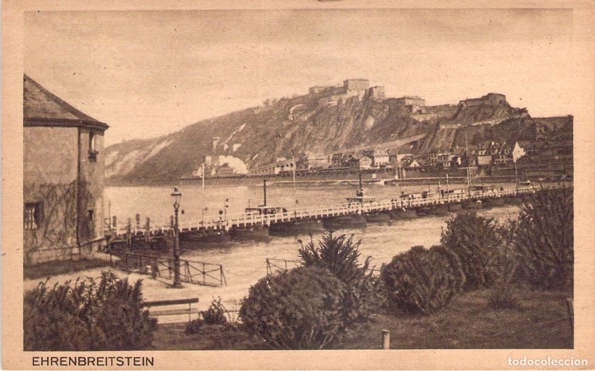 Postales: Postal de la Fortaleza de Ehrenbreitstein y el R&iacute;o Rin en Alemania