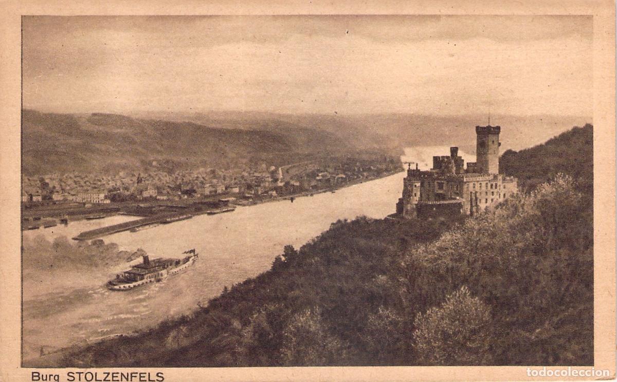 Postales: Postal de Alemania, Castillo de Stolzenfels y R&iacute;o Rin