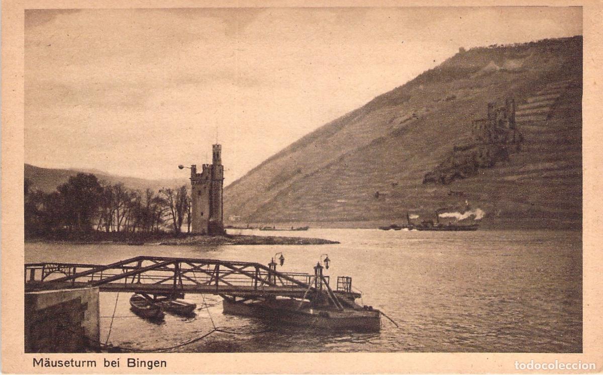 Postales: Postal de la Torre de los Ratones (M&auml;useturm) en Bingen, Alemania