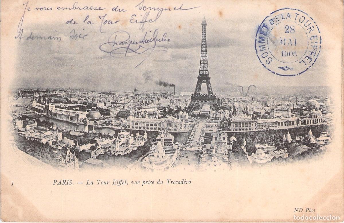 Postales: Postal de Par&iacute;s con Vista de la Torre Eiffel desde el Trocadero