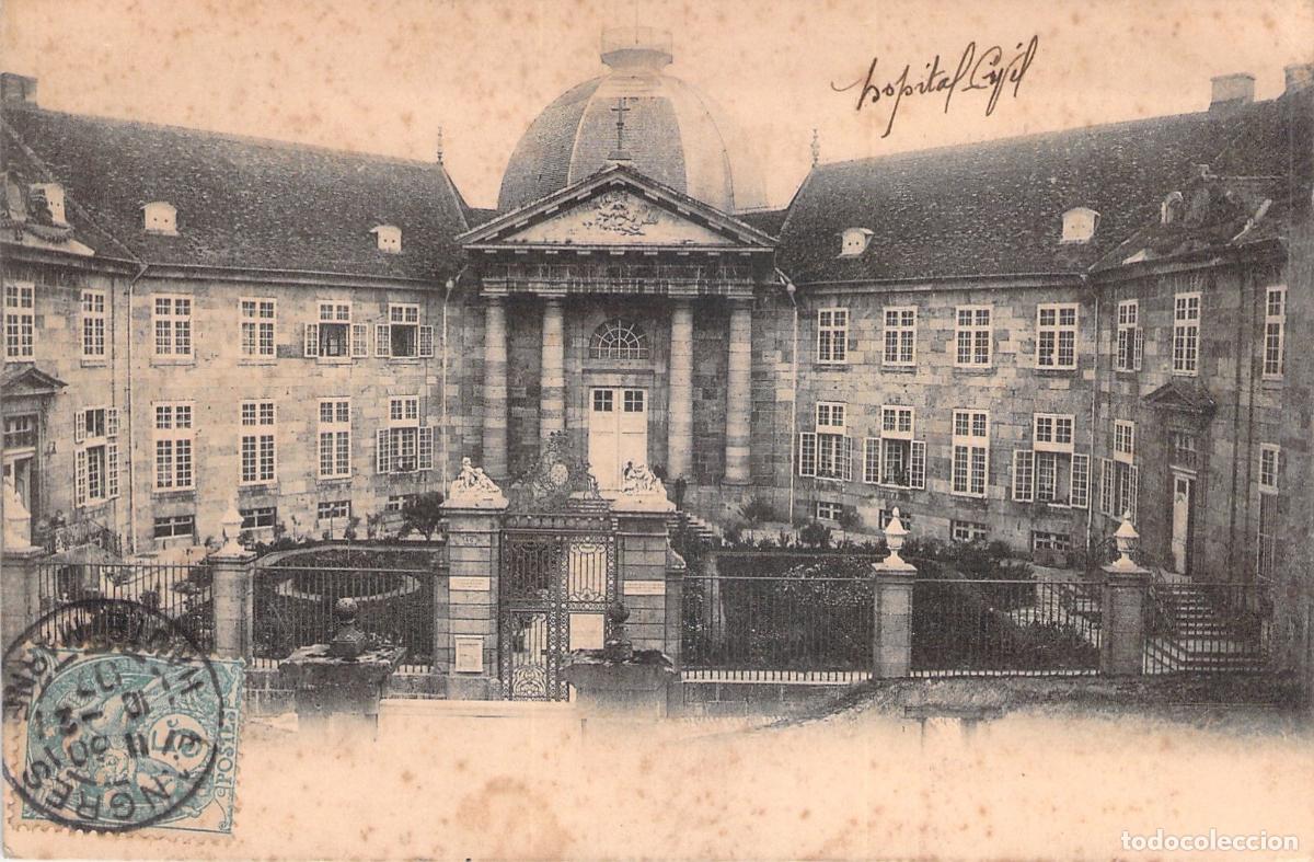 Postales: Postal Antigua del Hospital Civil de Langres, Francia - Edificio Hist&oacute;rico