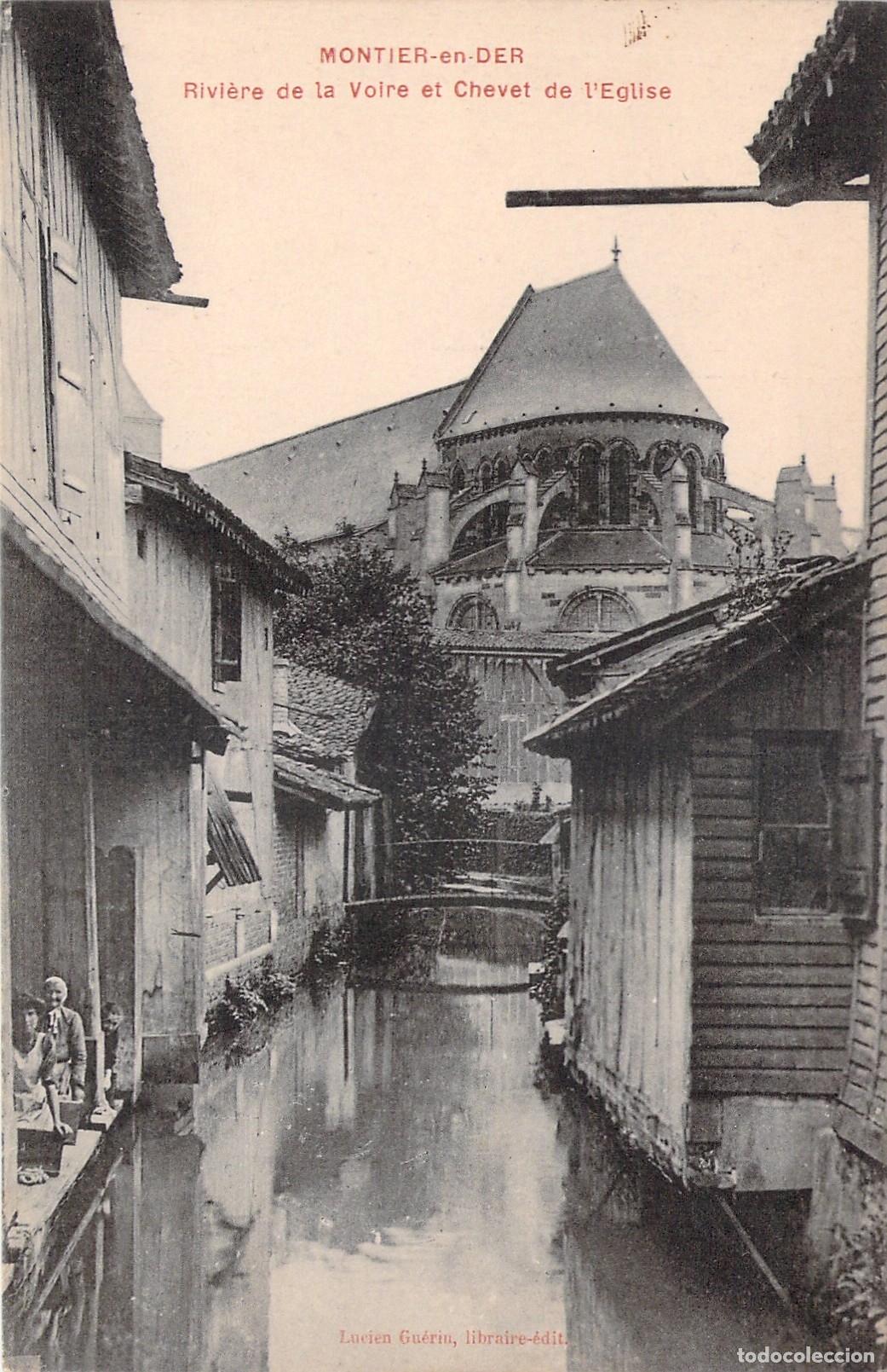 Postales: Postal de Montier-en-Der: R&iacute;o de la Voire e Iglesia