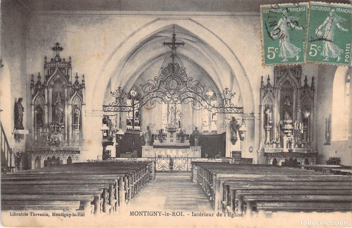 Postales: Postal del Interior de la Iglesia de Montigny-le-Roi, Francia