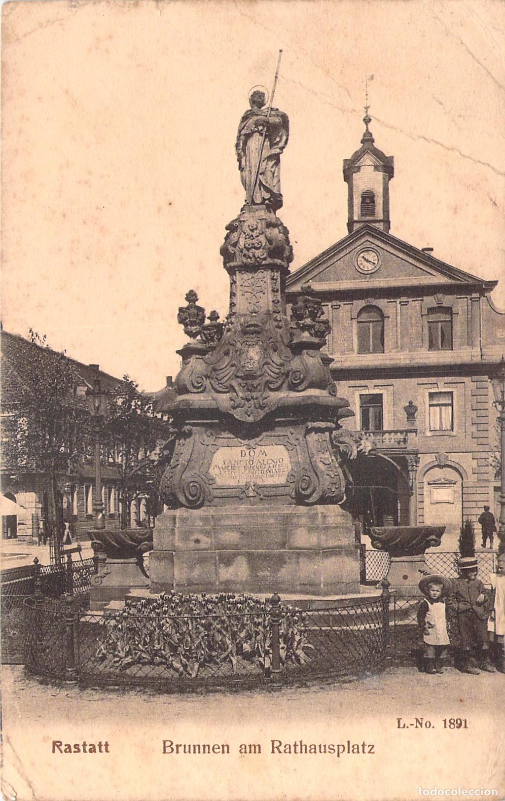 Postales: Postal de la Fuente en la Plaza del Ayuntamiento de Rastatt