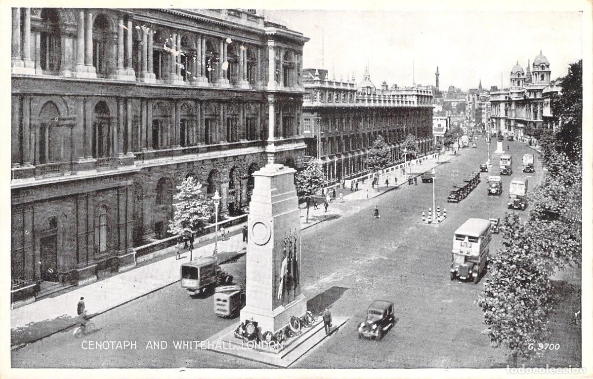 Postales: Postal del Cenotafio y Whitehall en Londres