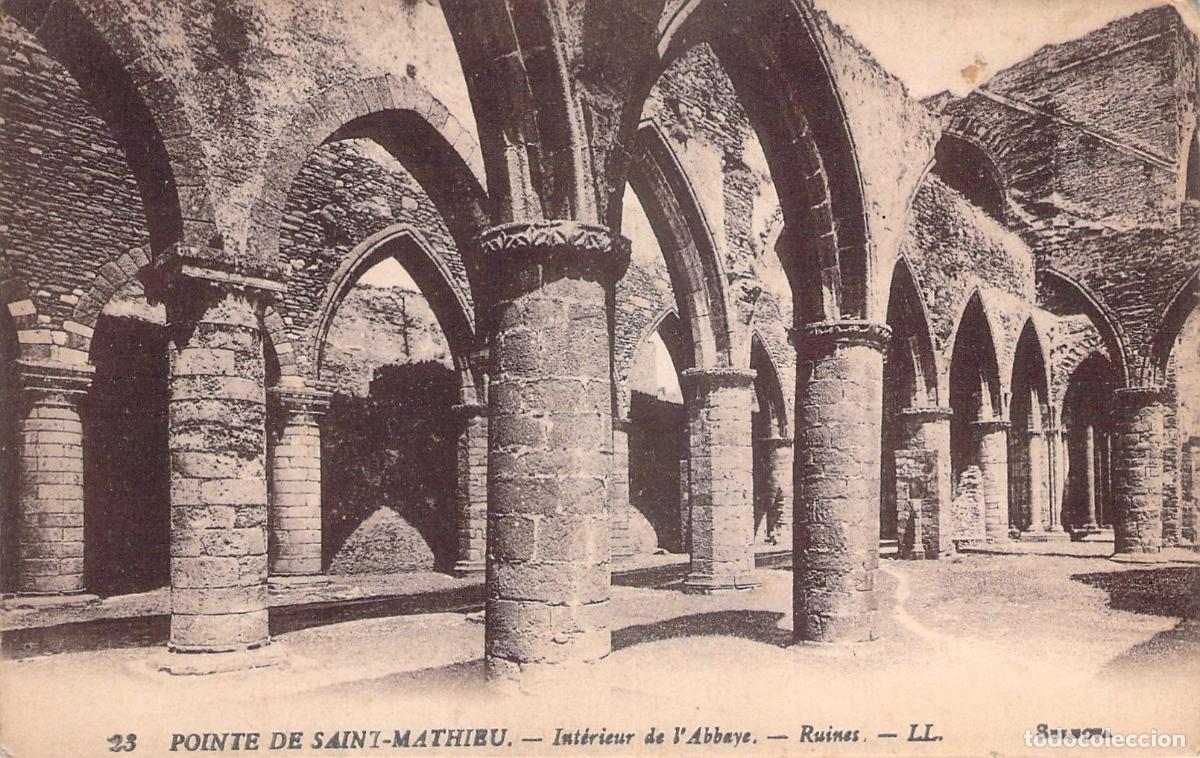 Postales: Postal de las Ruinas de la Abad&iacute;a de Saint-Mathieu en Breta&ntilde;a