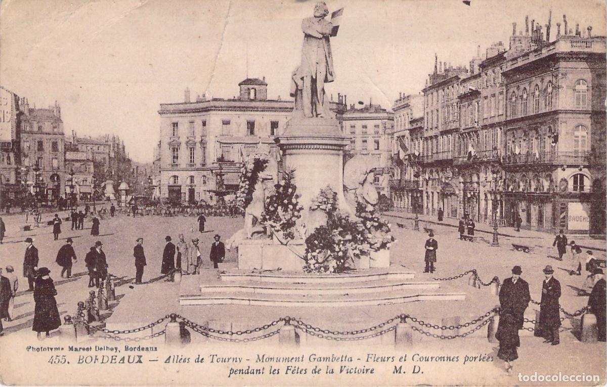Postales: Tarjeta Postal Burdeos Monumento Gambetta All&eacute;es de Tourny Francia