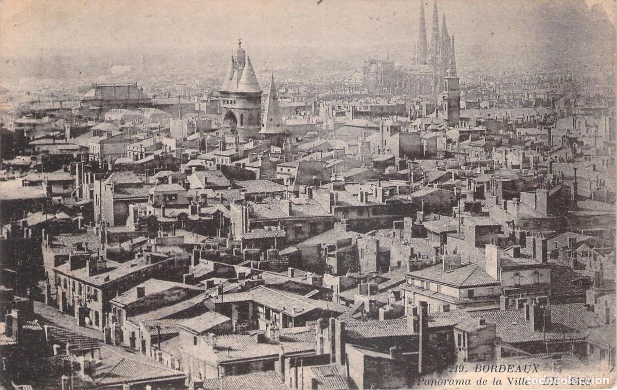 Postales: Postal de Burdeos: Vista Panor&aacute;mica Antigua de la Ciudad, Francia