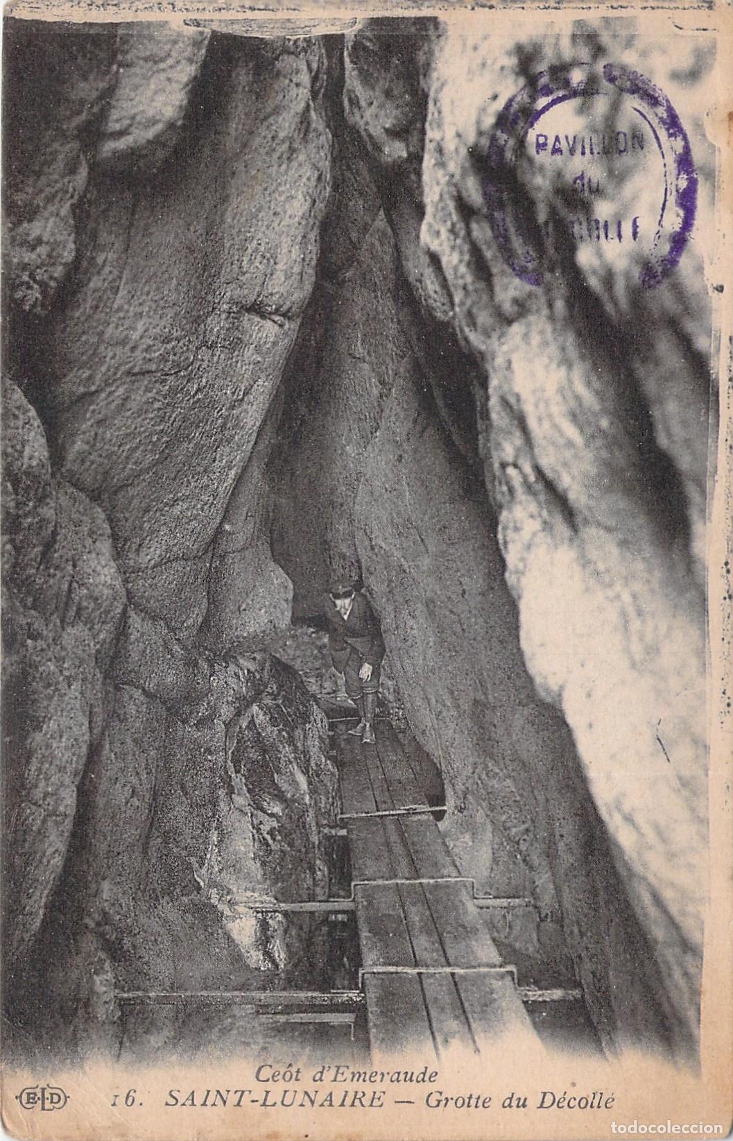 Postkarten: Postal de la Gruta del D&eacute;coll&eacute; en Saint-Lunaire Francia
