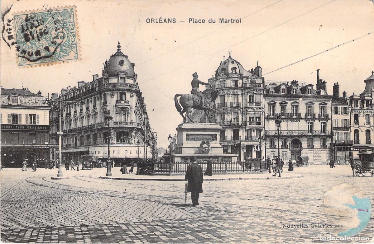 Postkarten: Postal de Orleans - Place du Martroi y Estatua de Juana de Arco
